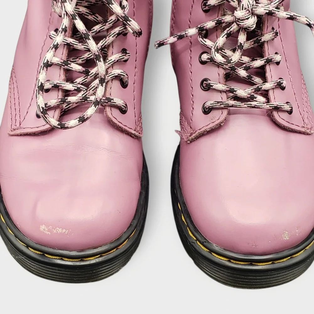 Dr Martens Junior 1460 Toddler Girls Sz 10 Lace Up Combat Boots Pink Black - Picture 5 of 11